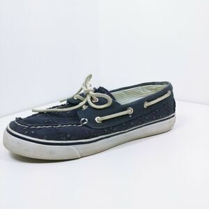 SPERRY Top Sider Womens Sz 7 M Blue Textile Flower Upper Slip on Flat Shoes